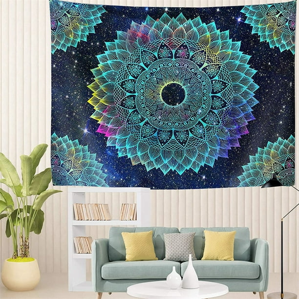 Mandala Elephant Tapestry Boho Bohemian Wall Art Hanging Hippie Aesthetic Indie Small Tapestries for Bedroom Living Room TV Backdrop 60X40 Inch Psychedelic Colorful Wall Tapestry 